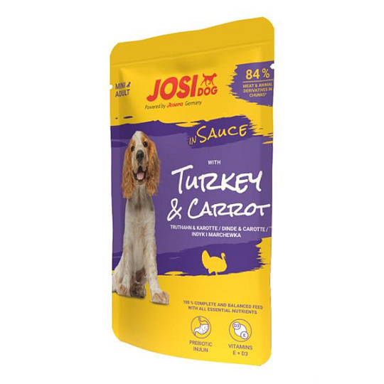 JosiDog Pamlsok Dog Turkey&Carrot in Sauce 100 g JosiDog Pamlsok Dog Turkey&Carrot in Sauce 100 g