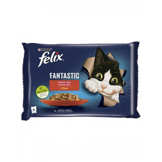 Nestlé FELIX Fantastic cat Multipack hovädzie&kuracie želé kapsička 4x85 g