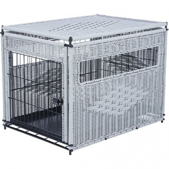 Interiérový kennel, M: 58 x 60 x 77 cm, polyratan, svetlosivá Interiérový kennel, M: 58 x 60 x 77 cm, polyratan, svetlosivá