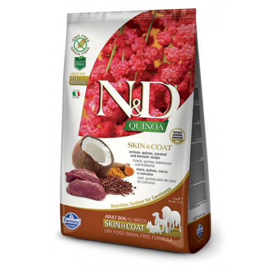 Farmina N&D dog QUINOA (GF) adult all breed, skin & coat, venison 2,5 kg Farmina N&D dog QUINOA (GF) adult all breed, skin & coat, venison 2,5 kg