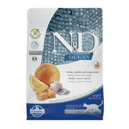 N&D OCEAN CAT Adult Herring, Pumpkin & Orange 300g