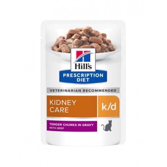 HILLS Diet Feline k/d KAPSČKA Beef NEW 12x85 g HILLS Diet Feline k/d KAPSČKA Beef NEW 12x85 g