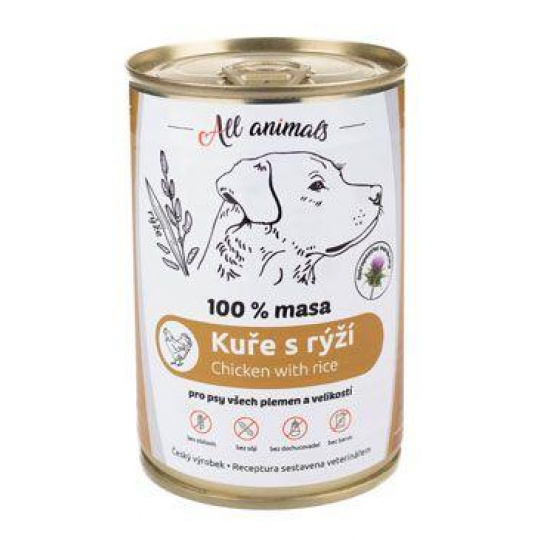 All Animals DOG konz. Kuracie mleté s ryžou 400g All Animals DOG konz. Kuracie mleté s ryžou 400g