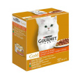 Nestlé GOURMET GOLD Multipack kačica s olivami/teľacie so zeleninou/pstruh so zeleninou/králik s mrkvou v šťave konz.8x85 g