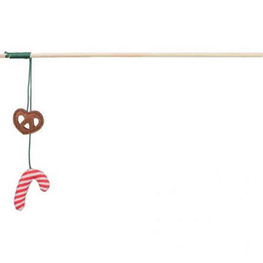 Xmas vánoční prut pro kočky 48 cm, s preclíkem/lízátkem, šustící, dřevo/polyester Xmas vánoční prut pro kočky 48 cm, s preclíkem/lízátkem, šustící, dřevo/polyester