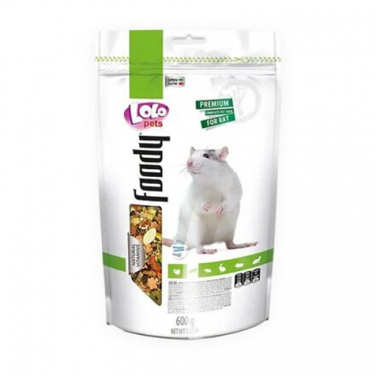 LOLO Foody kompletné krmivo pre potkany 600 g Doypack