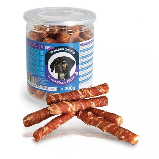 KIDDOG jahňací steak na byvolej tyčinke - PREMIUM QUALITY 200g dóza KIDDOG jahňací steak na byvolej tyčinke - PREMIUM QUALITY 200g dóza