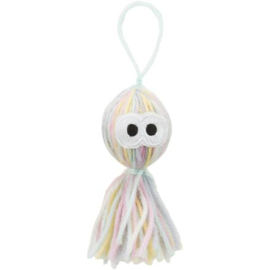 Strašidýlko z vlny s rolničkou, hračka pro kočky, 12 cm, polyester