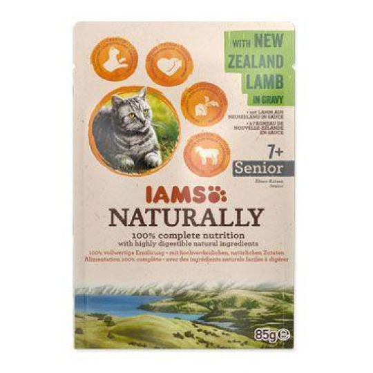 Iams Cat Senior Naturally kapsička Jahňacie v omáčke 85g