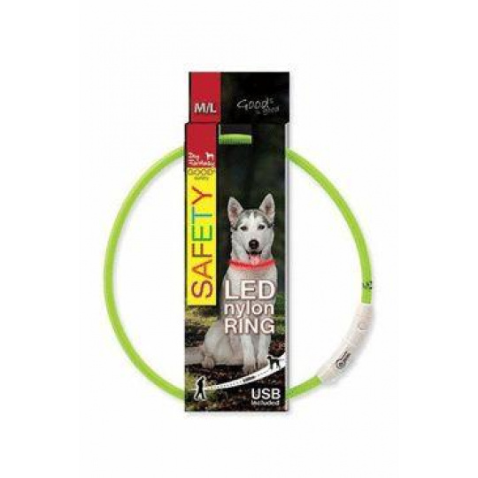 Obojok DOG FANTASY svetelný USB zelený 65cm 1ks