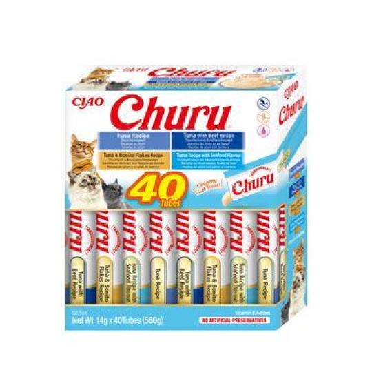 Pamlsek Inaba Churu cat Tuniak 4 príchute 40 túb 560 g