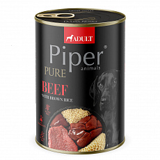 NEW PIPER PURE hovädzie s hnedou ryžou, konzerva pre psy, 400 g