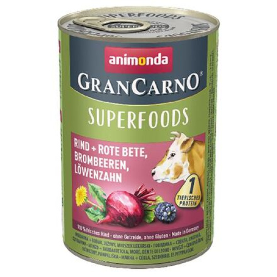 GRANCARNO Superfoods hovězí,čv.řepa,ostružiny,pampeliška 400 g pro psy