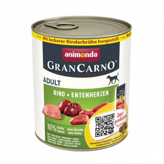 GRANCARNO Adult - hovädzie, kačacie srdce 800g GRANCARNO Adult - hovädzie, kačacie srdce 800g