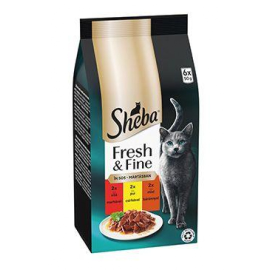 Sheba kapsa Fresh&Fine mix hovězí,kuře,jehněčí 6x50g Sheba kapsa Fresh&Fine mix hovězí,kuře,jehněčí 6x50g