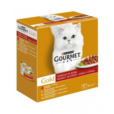 Nestlé GOURMET GOLD Multipack hovädzie, morka s kačicou, losos s kuraťom, kura s pečeňou v šťave konz.8x85 g Nestlé GOURMET GOLD Multipack hovädzie, morka s kačicou, losos s kuraťom, kura s pečeňou v šťave konz.8x85 g