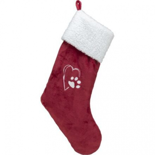 Xmas STOCKING - vianočná ponožka, 47 cm, plyš, červená/biela
