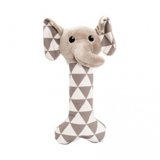 Plátená kosť s hlavou slona, so zvukom, 24 cm, krémová/sivá, HipHop Dog