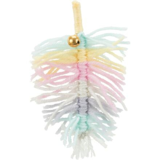 Peříčko z vlny s rolničkou, hračka pro kočky, 14 cm, polyester