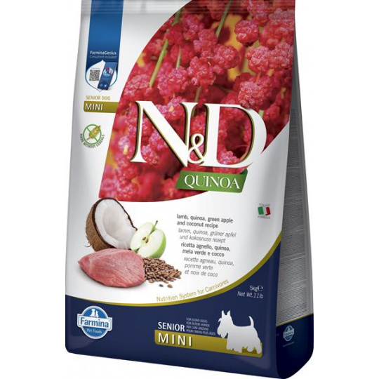 Farmina N&D dog QUINOA (GF) senior mini lamb, green apple and coconut 5 kg Farmina N&D dog QUINOA (GF) senior mini lamb, green apple and coconut 5 kg