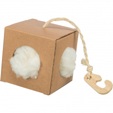 Box s hniezdiacim materiálom, 9x9x9 cm/ 6g, kartón/kapok