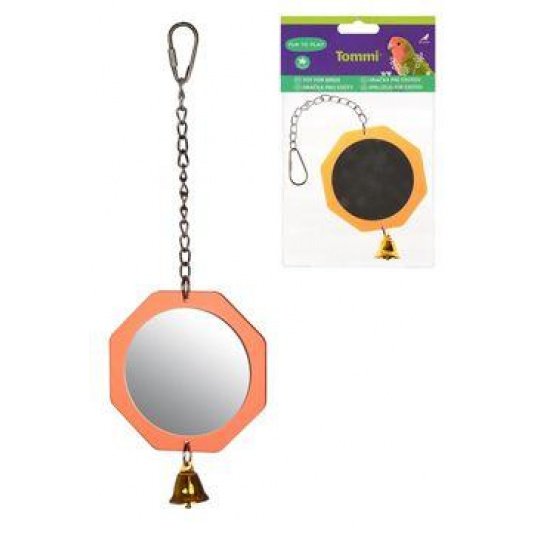 Hračka pre exoty zrkadielko okrúhle so zvončekom