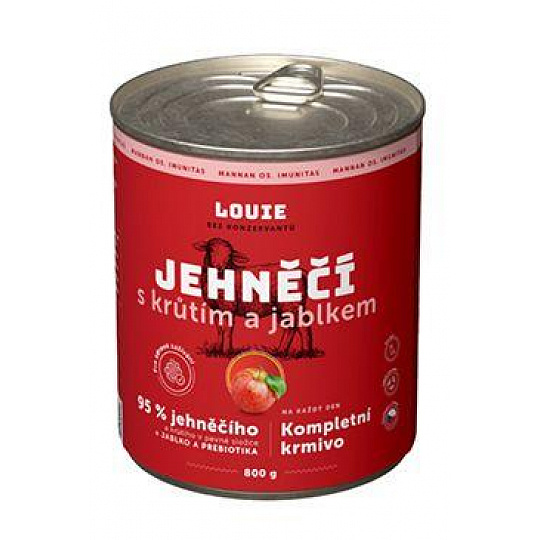 Louie Dog konz. Jehněčí s krůtím,jablk.prebiotiky 800g Louie Dog konz. Jehněčí s krůtím,jablk.prebiotiky 800g