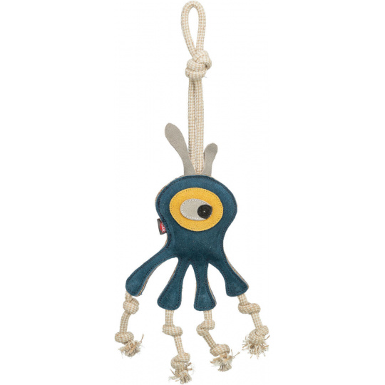 Monster - příšerka na laně, 47 cm, hračka pro psy, 100% pravá kůže/lano, petrolejová Monster - příšerka na laně, 47 cm, hračka pro psy, 100% pravá kůže/lano, petrolejová