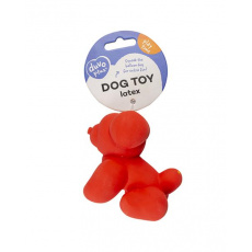 Hračka DUVO+ latexový balón mopslík, pískajúci, červený 9,5x6x8,5 cm
