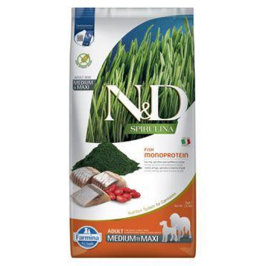N&D SPIRULINA DOG Adult M/L Sleď & Goji 7kg