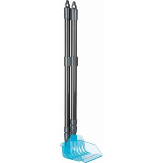 Sběrač na exkrementy s teleskop.tyčí 57-102 cm šedo/modrý