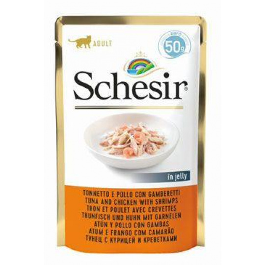 Schesir Cat kapsička Adult tuniak/kuracie/krevety 50g Schesir Cat kapsička Adult tuniak/kuracie/krevety 50g