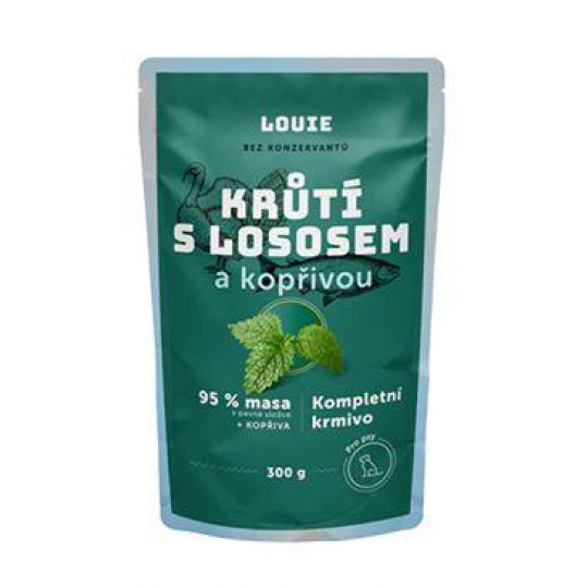 Louie Dog kapsa Krůtí s lososem a kopřivou 300g Louie Dog kapsa Krůtí s lososem a kopřivou 300g