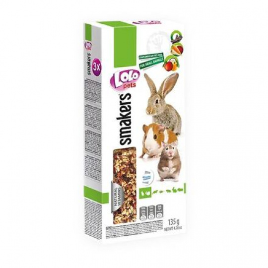 LOLO SMAKERS 3v1 klasy ovocie/zelenina/carob pre hlodavce 135 g