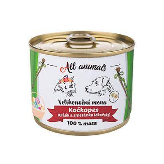 All Animals kočkopes Velikon.menu králík+smetánka 200g