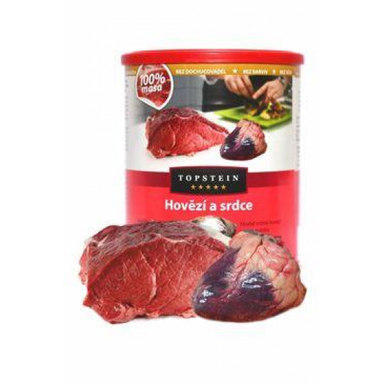 Topstein Hovädzie a srdce v plechu 800g