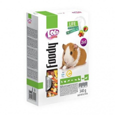 LOLO Foody 2v1 zelen.a ovocné krmivo pre morčatá 340g krabička
