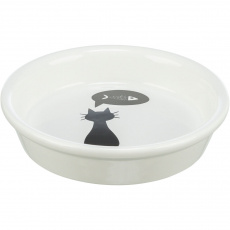 Keramická miska s čiernou mačkou, s okrajom biela 0,25 l/13 cm
