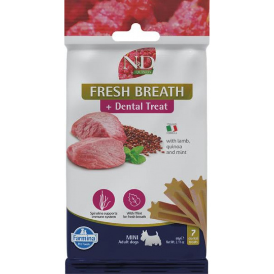 Pamlsok Farmina Quinoa Dog Fresh Breathe Adult Mini 60g