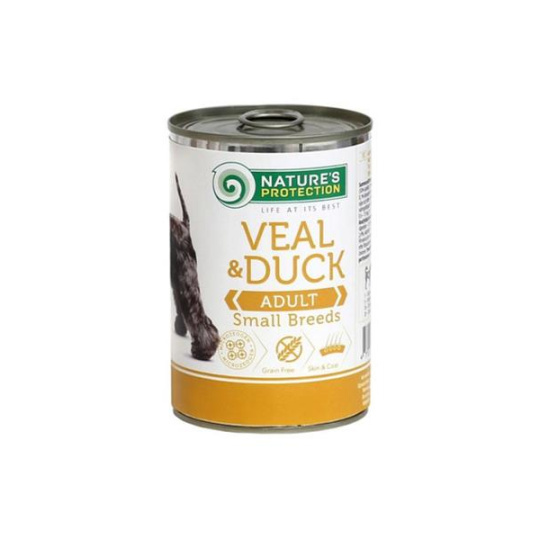 Natures P KONZERVA dog adult Teľacie & Kačacie malé plemeno 400 g