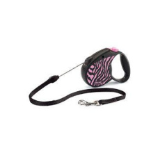 Vodítko FLEXI Safari zebra S lanko 5m/12kg růžová Vodítko FLEXI Safari zebra S lanko 5m/12kg růžová