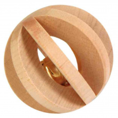 Drevená guľôčka s rolničkou, hračka pre morča, králika 6 cm Drevená guľôčka s rolničkou, hračka pre morča, králika 6 cm