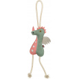 Dragon - dráček na laně, 55 cm, hračka pro psy, 100% pravá kůže/lano, zelená
