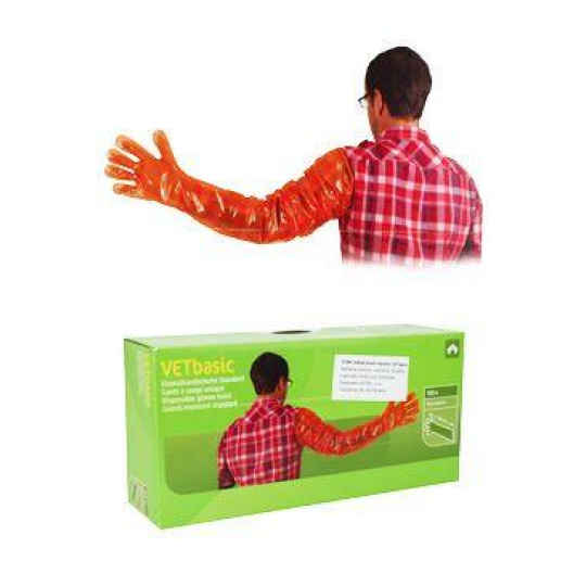 Rukavice jednorazové dlhé VETbasic 90cm, PE, 100ks Rukavice jednorazové dlhé VETbasic 90cm, PE, 100ks