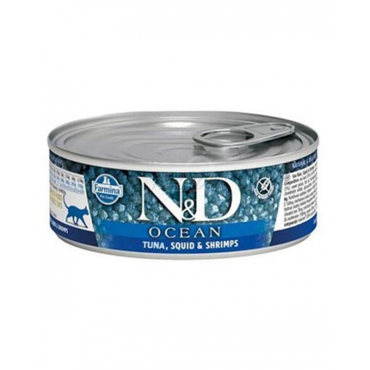 Farmina N&D cat OCEAN tuniak, kalmár & kreveta konzerva 70 g