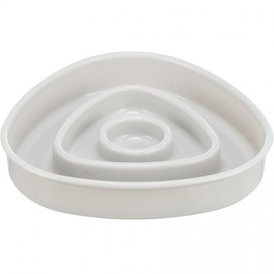 Miska na pomalé kŕmenie, dizajn trojuholník, 0,35l/15 ×15 cm, plast/TPR, sivá
