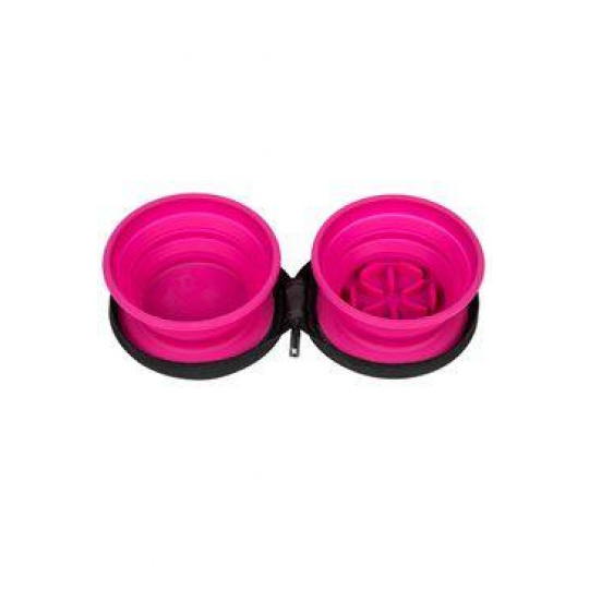 Cestovná dvojmiska SLOWFEEDER ružová 700ml Kiwi