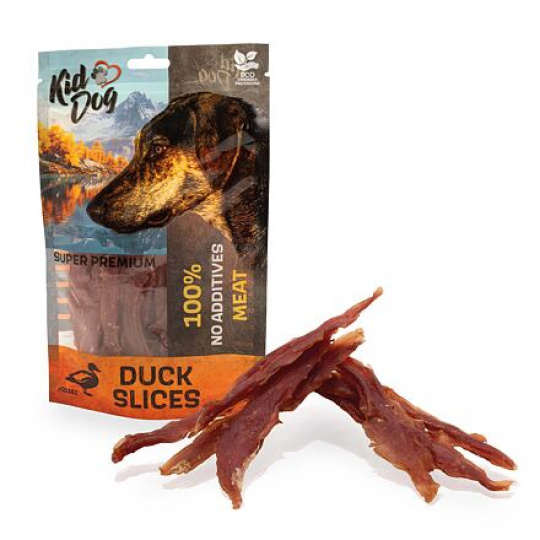 KIDDOG SUPER PREMIUM 100% kachní prsa bez aditiv, proužky 80 g KIDDOG SUPER PREMIUM 100% kachní prsa bez aditiv, proužky 80 g