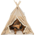 Teepee BOHO s polštářem, 55 x 65 x 55 cm, bavlna, béžová