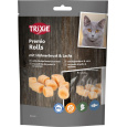 PREMIO Rolls, valčeky s kuracím a lososom, obsah mäsa 72 %, 50 g
